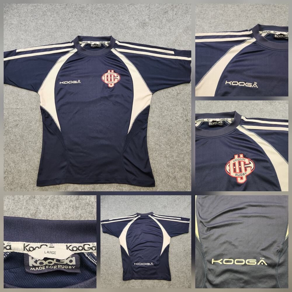 VTG UConn Huskies Rugby‎ T Shirt Mens L Large Blue NCAA College Kooga Jersey